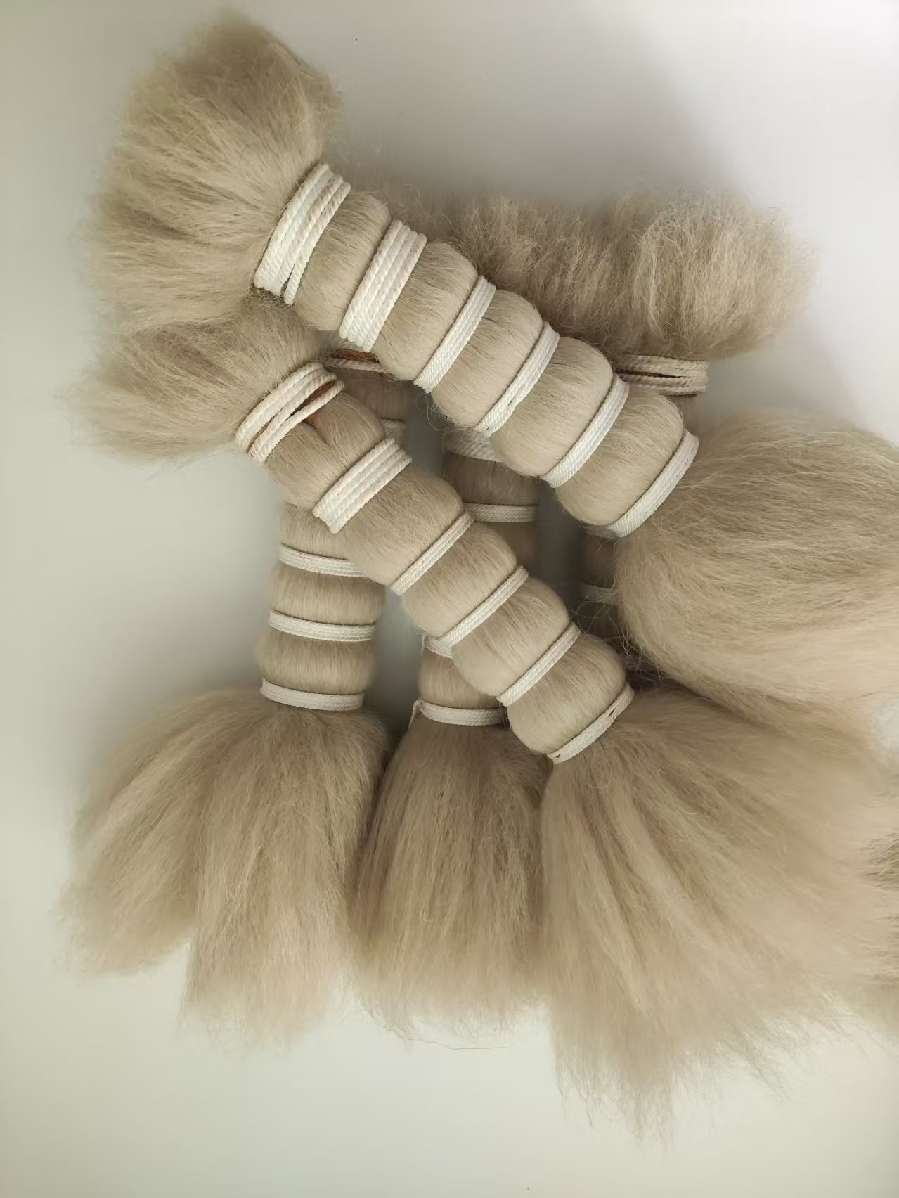 100% Yak hair bundles 100% washed yak tail hair natural white color - 图片 3