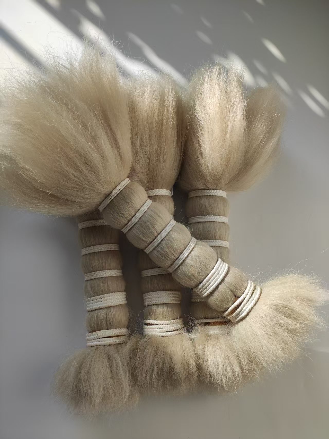 100% Yak hair bundles 100% washed yak tail hair natural white color