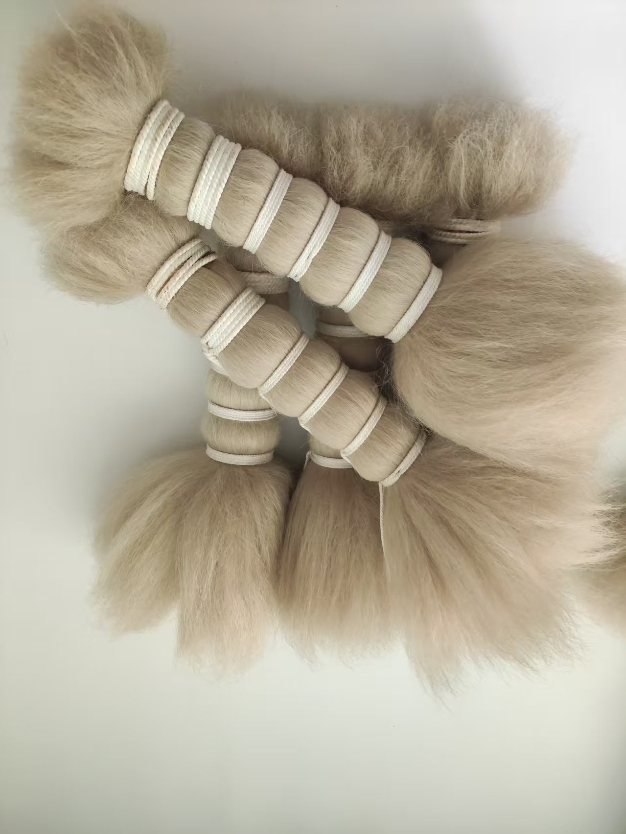 100% Yak hair bundles 100% washed yak tail hair natural white color - 图片 2